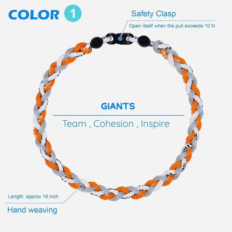 SUPBOMM 3 pcs Baseball Rope Necklaces, League Team Colors Braided Necklace, Baseball Team Gifts - Image 2